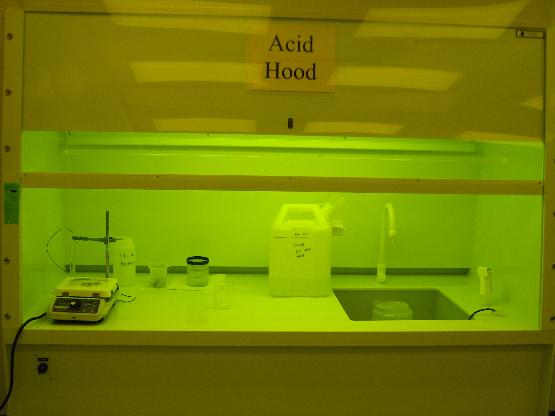 Fume Hood Acid Hydrofluoric Acid Use MicroNanoMechanical